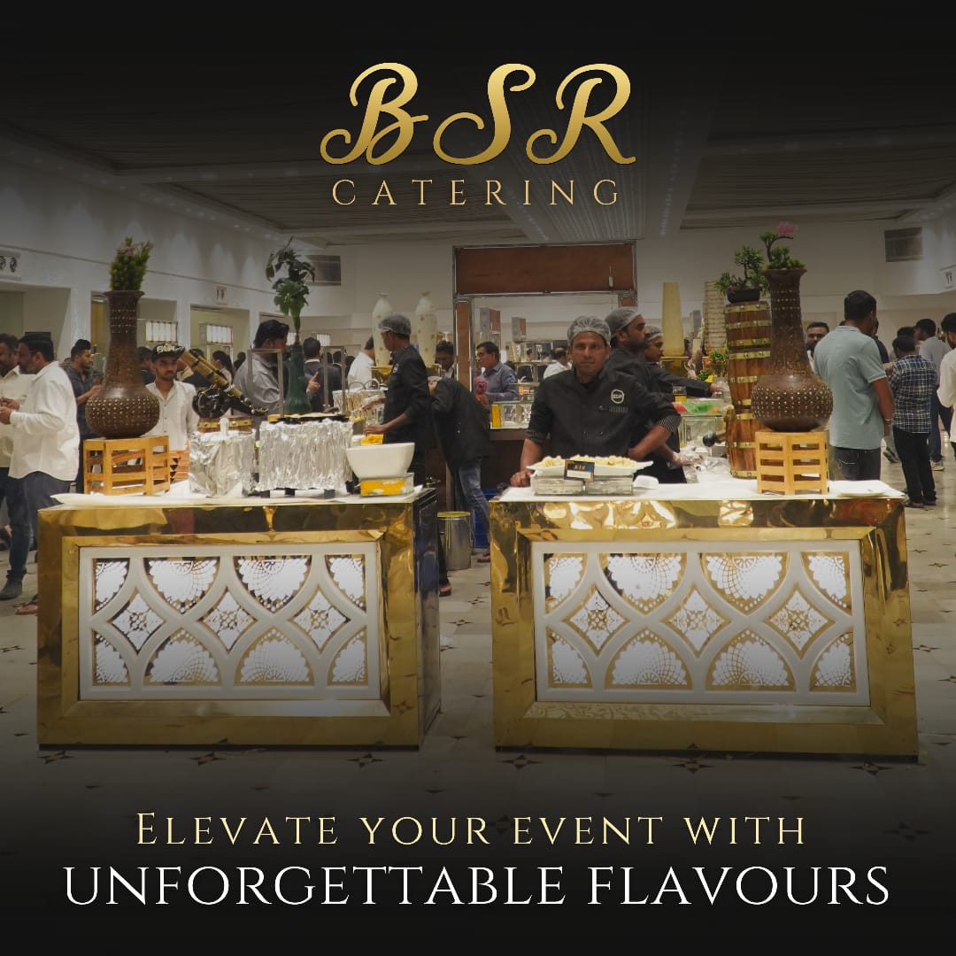 BSR Catering team serving from ornate event counters