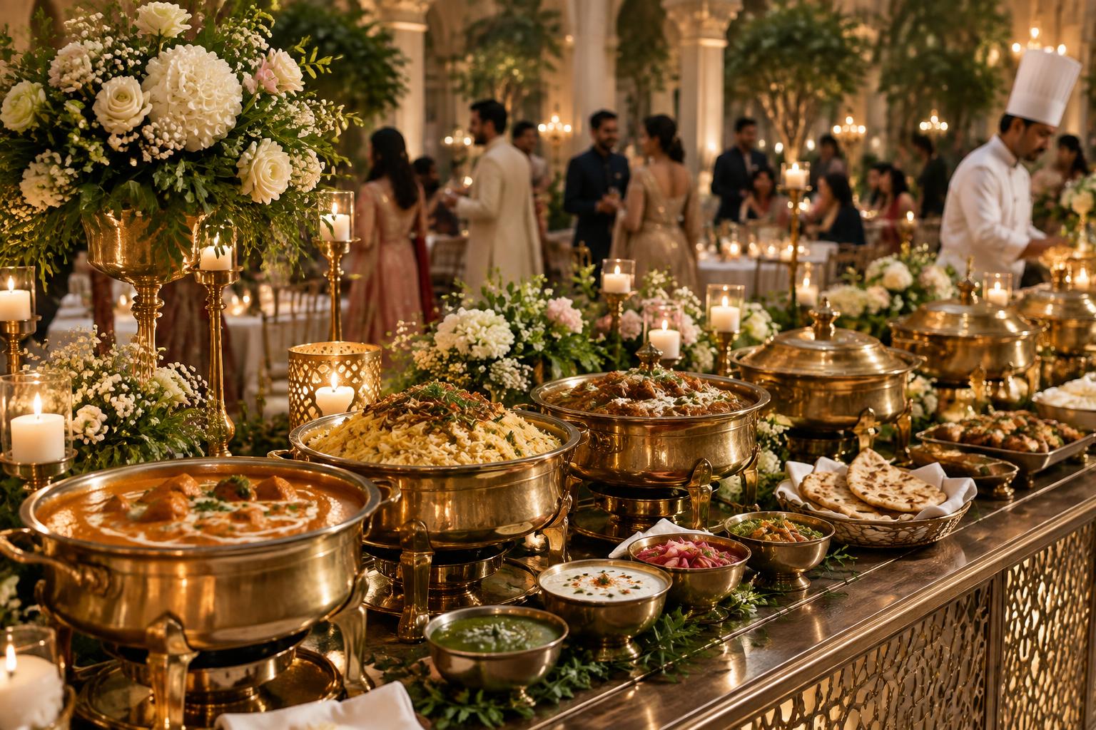 An elegant Indian wedding banquet prepared by BSR Catering